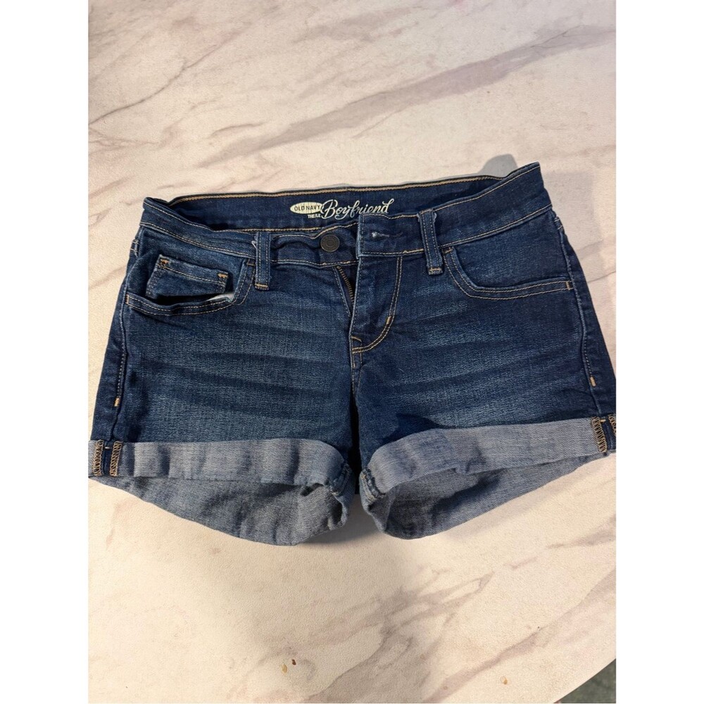 Old Navy Dark Blue Rolled Hem Boyfriend Denim Shorts